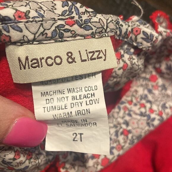 Callie Red Fleece Dress Marco & Lizzy 2T - Picture 6 of 10